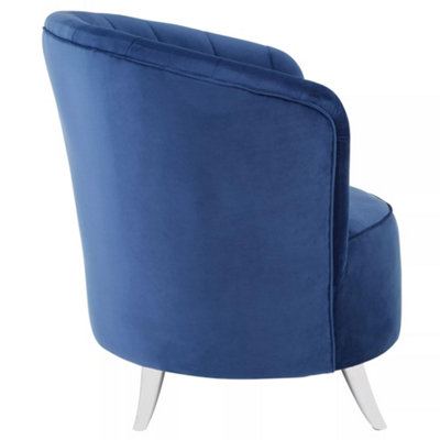 Interiors by Premier Blue Tub Chair, Stylish Office Chair, Classy Velvet Chair,  Round Velvet Upholstery Chair for Lounge
