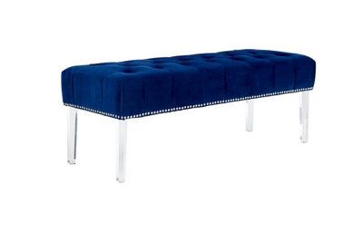 Interiors by Premier Blue Velvet Bench