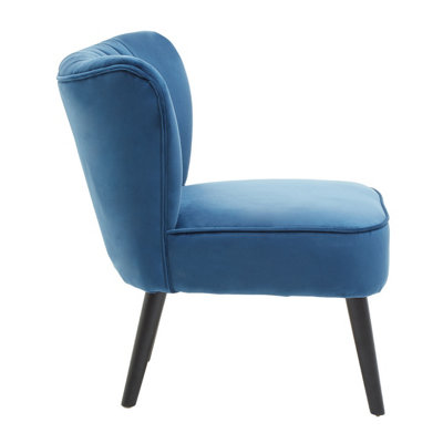 Interiors by Premier Blue Velvet Chair, Curved Back Accent chair, Easy to Assemble Borg Chair, Comfy Office Chair