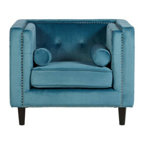 Interiors by Premier Blue Velvet Chair, Enchanting Sleep chair, Easy to Assemble Borg Chair, Comfy Office Chair