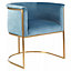 Interiors by Premier Blue Velvet Dining Chair with Arms, Matte Gold Base Armchair for Dinner, Dining Room, Home and Office