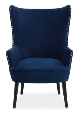 Interiors by Premier Blue Wingback Lounge Arm Chair, High Back Fabric Living Room Chair, Mid Century Arm Chair with Fabric