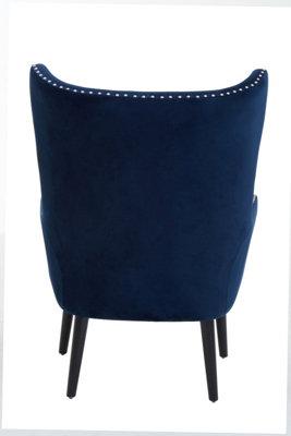Interiors by Premier Blue Wingback Lounge Arm Chair, High Back Fabric Living Room Chair, Mid Century Arm Chair with Fabric