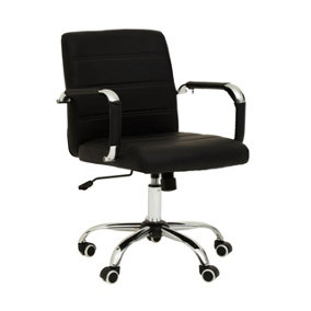 Interiors by Premier Brent Black Leather Effect And Chrome Home Office Chair
