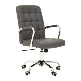 Interiors by Premier Brent Grey Leather Effect And Chrome Home Office Chair