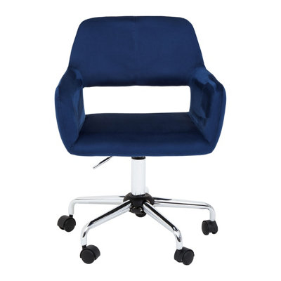 Interiors by Premier Brent Navy Velvet And Chrome Base Home Office Chair