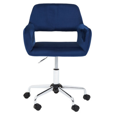 Interiors by Premier Brent Navy Velvet And Chrome Base Home Office Chair