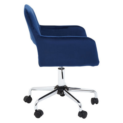 Interiors by Premier Brent Navy Velvet And Chrome Base Home Office Chair