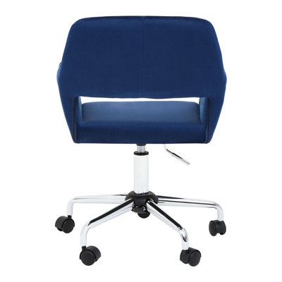 Interiors by Premier Brent Navy Velvet And Chrome Base Home Office Chair