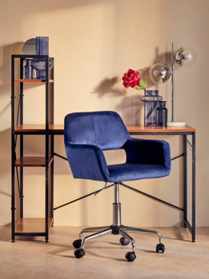 Interiors by Premier Brent Navy Velvet And Chrome Base Home Office Chair