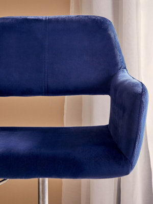 Interiors by Premier Brent Navy Velvet And Chrome Base Home Office Chair