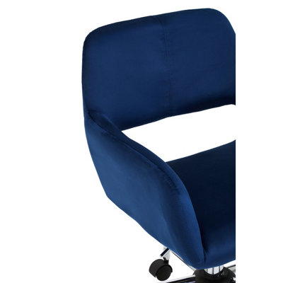 Interiors by Premier Brent Navy Velvet And Chrome Base Home Office Chair