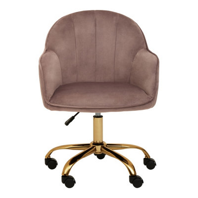 Interiors by Premier Brent Pink Velvet And Gold Home Office Chair