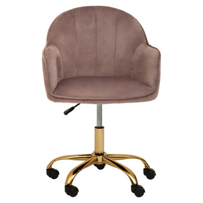 Interiors by Premier Brent Pink Velvet And Gold Home Office Chair
