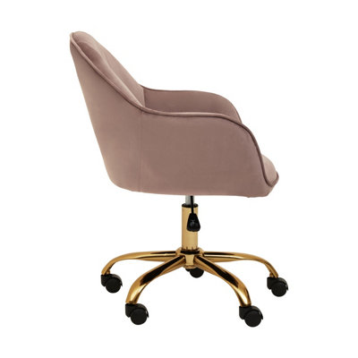 Interiors by Premier Brent Pink Velvet And Gold Home Office Chair