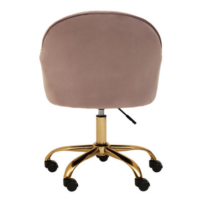 Interiors by Premier Brent Pink Velvet And Gold Home Office Chair