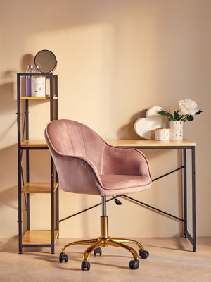 Interiors by Premier Brent Pink Velvet And Gold Home Office Chair