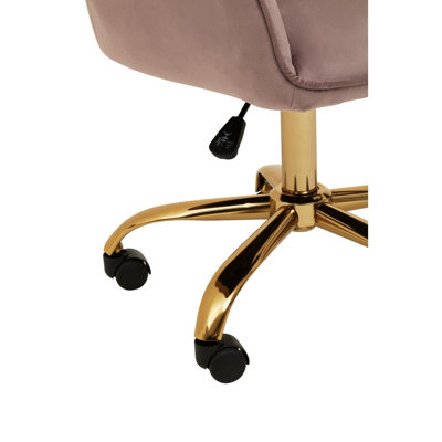 Interiors by Premier Brent Pink Velvet And Gold Home Office Chair