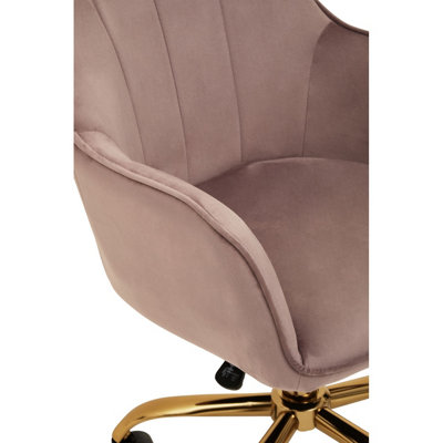 Interiors by Premier Brent Pink Velvet And Gold Home Office Chair