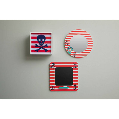 Interiors by Premier Bright Pirate Mirror, Cheerful Child Bedroom Mirror, Versatile Colourful Round Pirate Mirror For Washroom