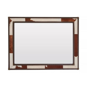 Interiors by Premier Brown And White Genuine Cowhide Wall Mirror