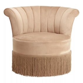 Interiors by Premier Brown Swivel Velvet Chair, Comfy Seating with Living Room Swivel Chair, Velvet Chair, Small Chair