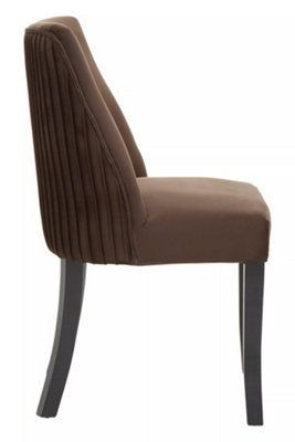 Interiors by Premier Brown Velvet Dining Chair, Occassional Chair for Living Room, Upholstered Velvet Chair with Curved Back