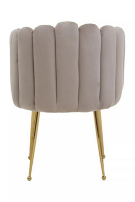 Interiors by Premier Brown Velvet Dining Chair, Shell-Shaped Velvet Chair with Gold Chrome Legs, Accent Armchair for Living Room