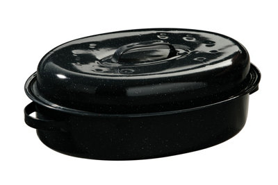 Interiors by Premier Carvara Black Enamel Large Casserole Dish