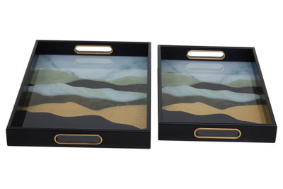 Interiors by Premier Celina Set Of Two Rectangular Trays Assorted Colour