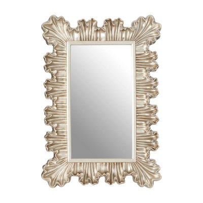Interiors By Premier Champagne Finish Clamshell Design Wall Mirror,Symmetrical Pleated Hanging Mirror,Perfect Mounted Mirror