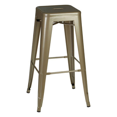 Interiors by Premier Champagne Powder Coated Metal Cubic Stool