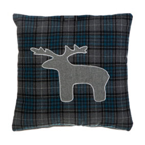 Interiors by Premier Checked Stag Throw Cushion, Polyester Décor Cushion for Relaxing, Washable Cushion for Sofa, Bed, Chair