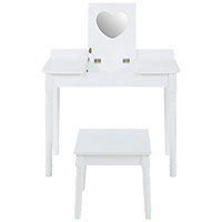 Interiors by Premier Childrens Dressing Table and Chair, Crisp White Dressing Table with Mirror, Body Posture Vanity Chair