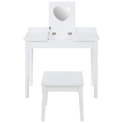 Interiors by Premier Childrens Dressing Table and Chair, Crisp White Dressing Table with Mirror, Body Posture Vanity Chair