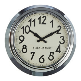 Interiors by Premier Chrome Finish and Metal Dual Rim Wall Clock