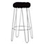 Interiors by Premier Chrome Metal and Black Faux Fur Bar Stool, Hairpin Round Stool, Plush Fur Stool for Kitchen Counter, Bar