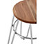 Interiors by Premier Chrome Metal and Elm Wood Round Stool, Small Hairpin Stool, Sturdy Stool for Lounge, Bedroom