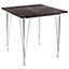 Interiors by Premier Chrome Metal and Elm Wood Table, Large Square Table, Outdoor Dining Table for Lawn, Patio