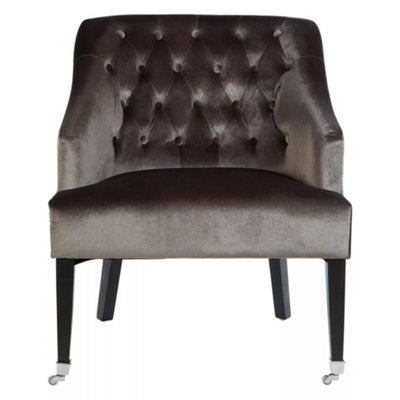 Interiors By Premier Classic Grey Velvet Chair, Mid Century Design Comfortable Armchair, Velvet Upholstered Modern Armchair