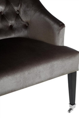Interiors By Premier Classic Grey Velvet Chair, Mid Century Design Comfortable Armchair, Velvet Upholstered Modern Armchair