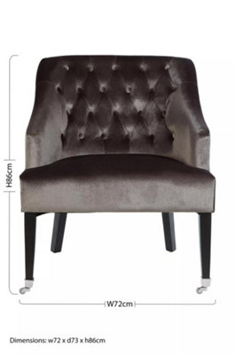 Interiors By Premier Classic Grey Velvet Chair, Mid Century Design Comfortable Armchair, Velvet Upholstered Modern Armchair
