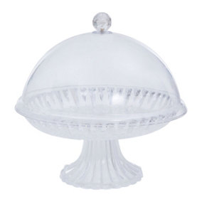 Interiors by Premier Clear Acrylic Cake Stand with Dome Lid, Elegant Glass Cake Stand And Dome Cover, Clear Acrylic Cake Holder