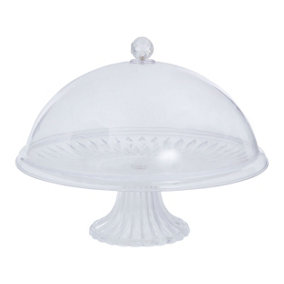 Interiors by Premier Clear Acrylic Cake Stand with Dome Lid, Graceful Glass Cake Stand And Dome Cover, Clear Acrylic Cake Holder