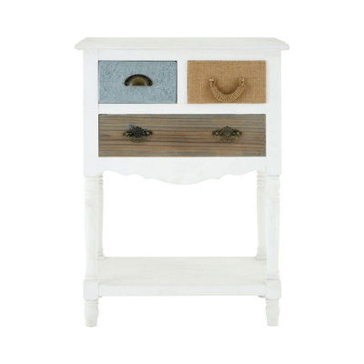 Interiors by Premier Coastal Style White 3 Drawer Chest, White 3 Drawer Dresser, White Drawer Chest, White Bedroom Drawers Unit