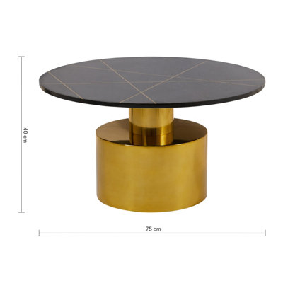 Interiors by Premier Coffee Table With Black Marble Top, Gold Finish Lounge Table, Spacious Decorative Table, Modern Accent Table