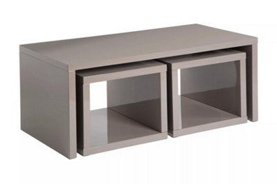 Interiors by Premier Coffee Table with Space-Saving Nesting Tables, Dark Grey Coffee Tables, Contemporary Wooden Coffee Table Set