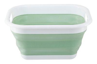Interiors By Premier Collapsible Green White Laundry Basket,Eco-Friendly Rubber Build Basket,Folding Washing Hamper With Handles
