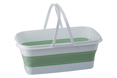 Interiors By Premier Collapsible Laundry Basket in Green & White,Folding Hamper With Handles,Washing Bin,Foldable Utility Basket