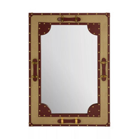 Interiors by Premier Columbus Canvas And Leather Trim Wall Mirror